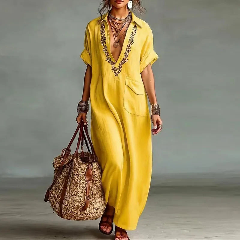 Robe Maxi Bohème Femme Décolleté V Imprimée