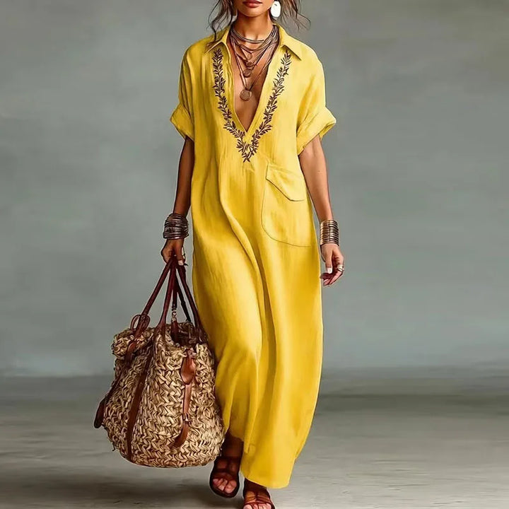 Robe Maxi Bohème Femme Décolleté V Imprimée