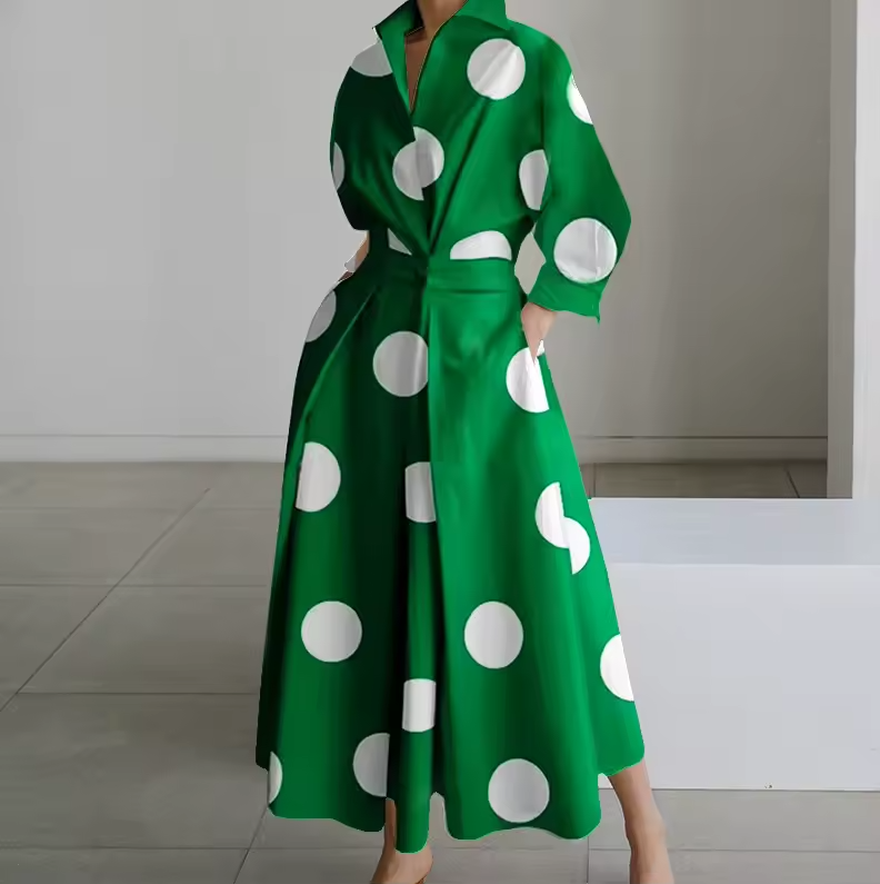 Robe Chemise Longue Femme Taille Cintrée Boutonnée