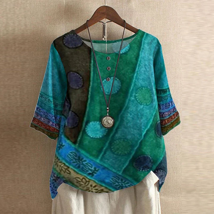 Blouse Bohème Fluide Femme Imprimé Artistique