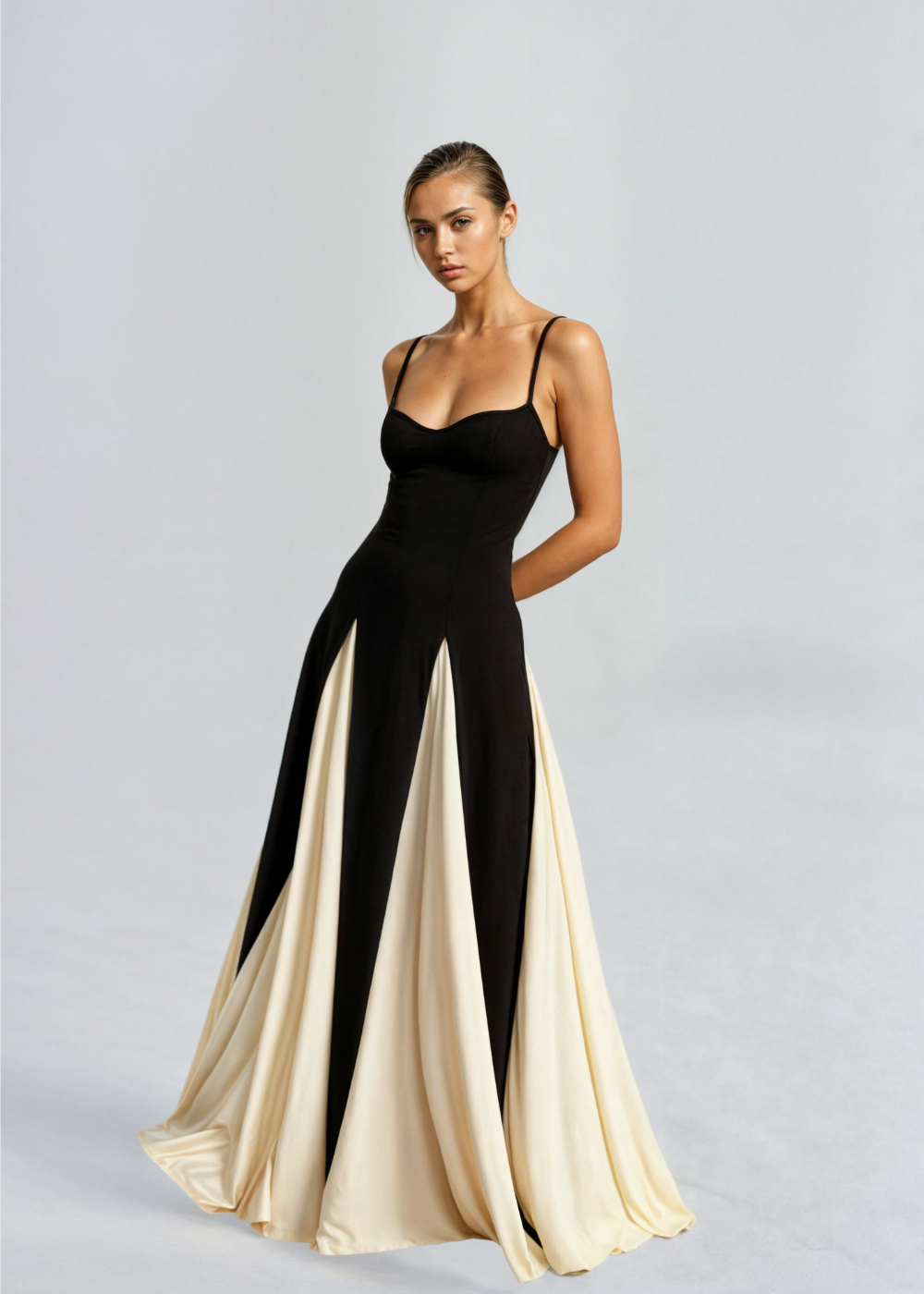 Robe Longue Fluide Femme Drapée Soirée
