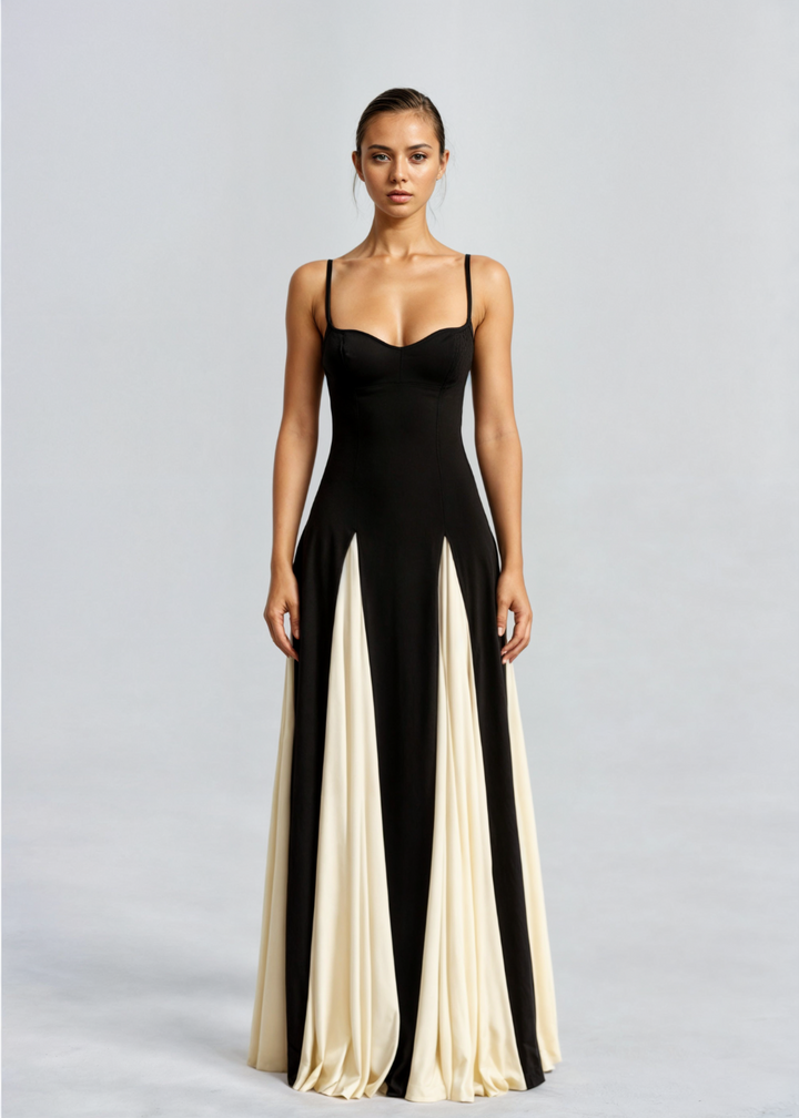 Robe Longue Fluide Femme Drapée Soirée