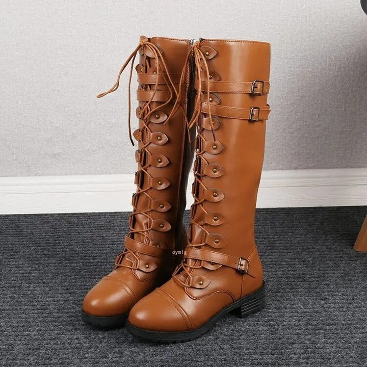 Bottes Femme Lacets et Boucles Cuir Végan