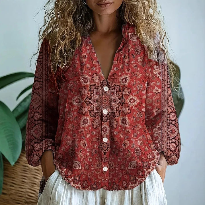 Blouse Fleurie Femme Col V Style Bohème