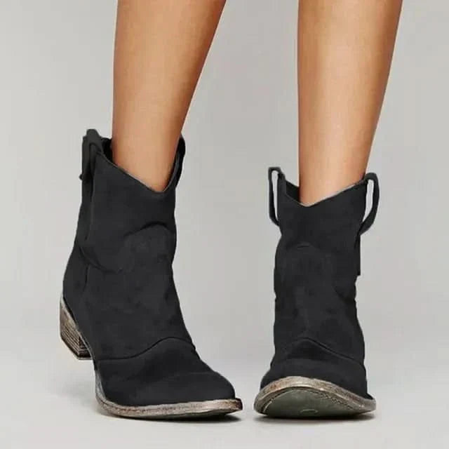 Bottes Style Western Pour Femme à Enfiler et à Petit Talon