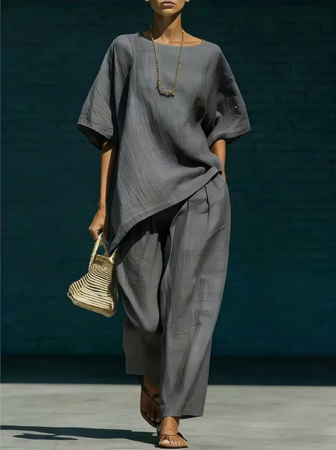 Asymmetrical Tunic and Pants Set for Women