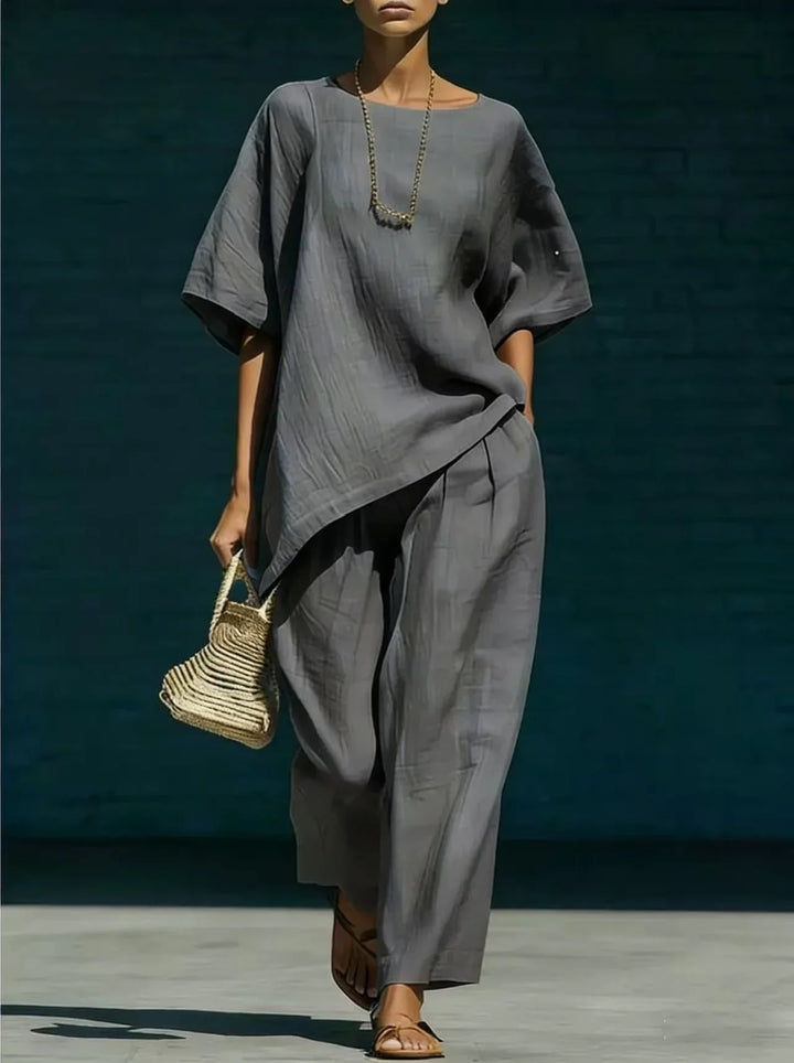Asymmetrical Tunic and Pants Set for Women