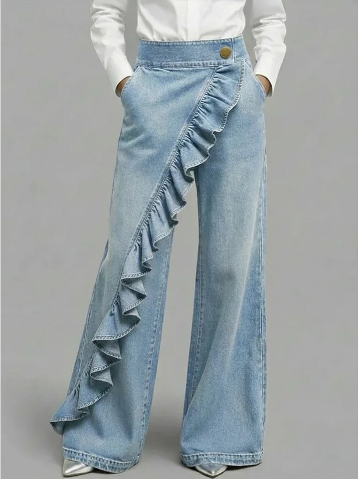Jean Femme Asymétrique Jambes Larges Vintage