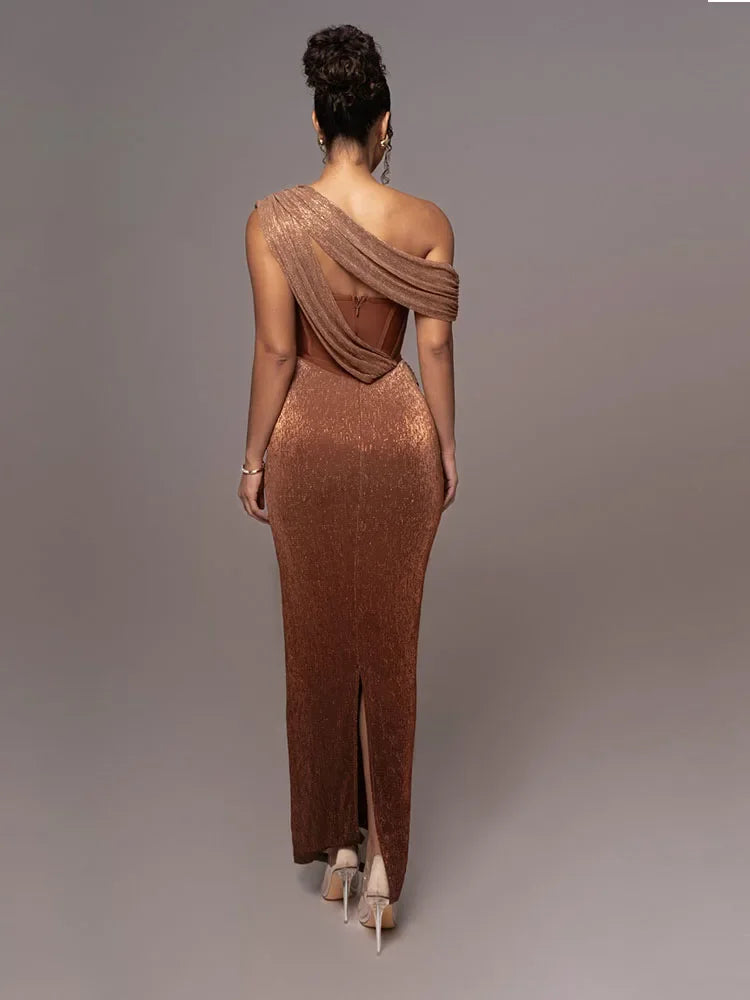 Robe Longue Femme Épaule Dénudée Soirée