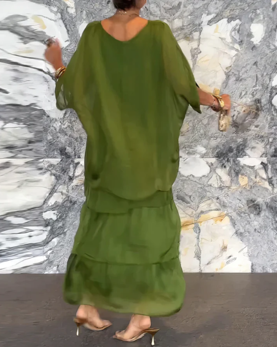 Robe Longue Bohème Femme à Volants Fluide