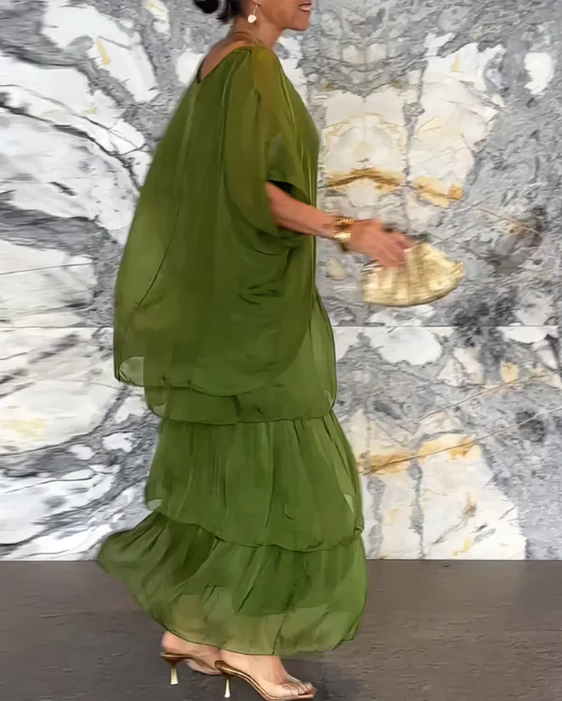 Robe Longue Bohème Femme à Volants Fluide