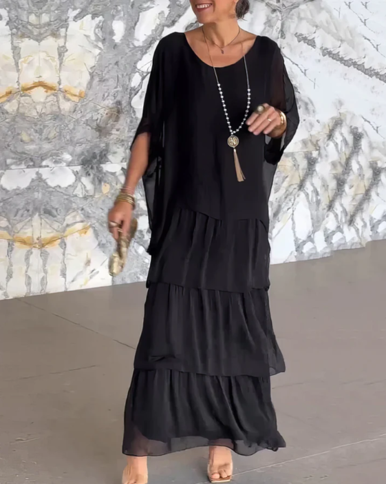 Robe Longue Bohème Femme à Volants Fluide