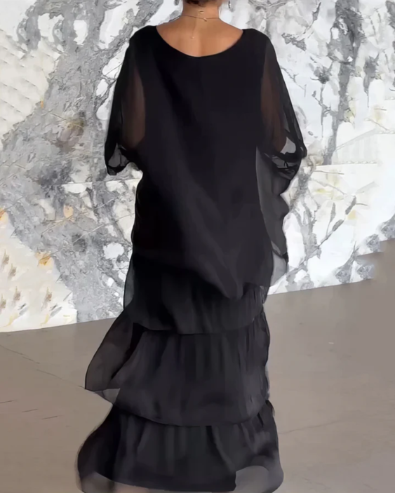 Robe Longue Bohème Femme à Volants Fluide