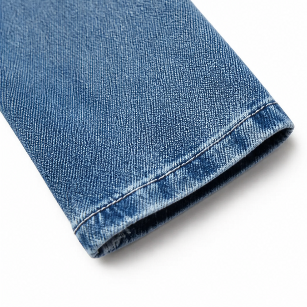 Damejeansvest med åpen volangkrage