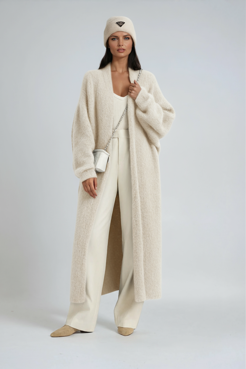 Long Open-Front Cardigan for Women with a Relaxed Fit