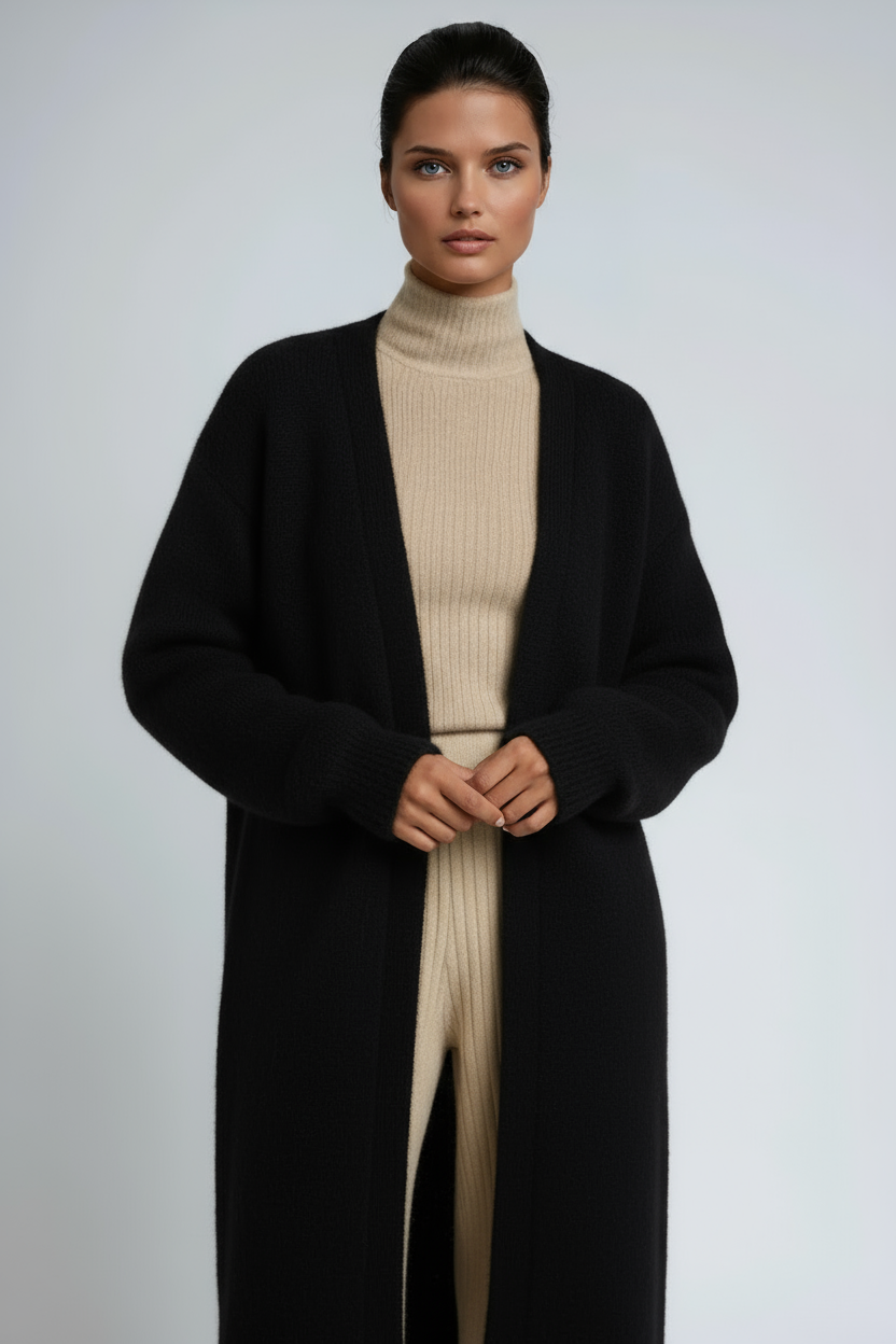 Long Open-Front Cardigan for Women with a Relaxed Fit