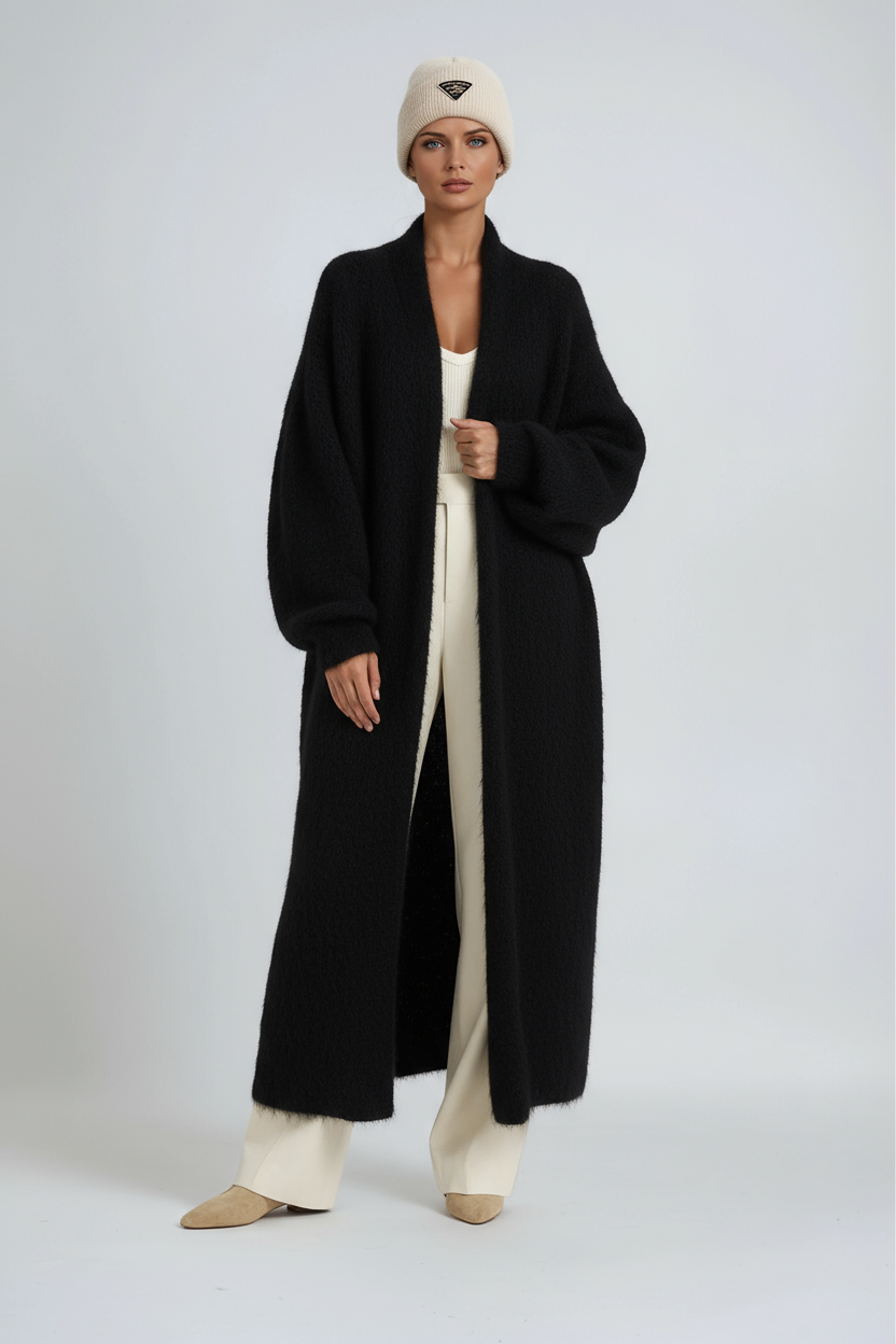 Long Open-Front Cardigan for Women with a Relaxed Fit