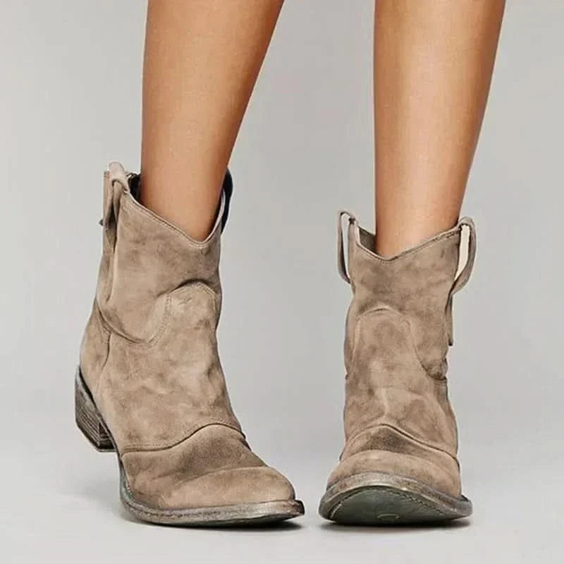 Bottes Style Western Pour Femme à Enfiler et à Petit Talon