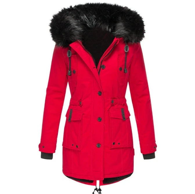 Women's Winter Parka with Faux Fur Hood
