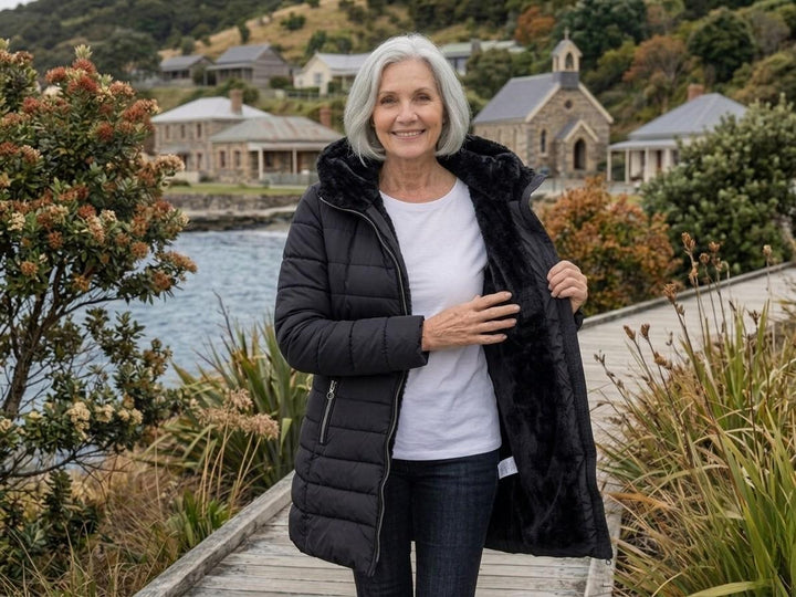 Casaco de inverno acolchoado com capuz para mulher