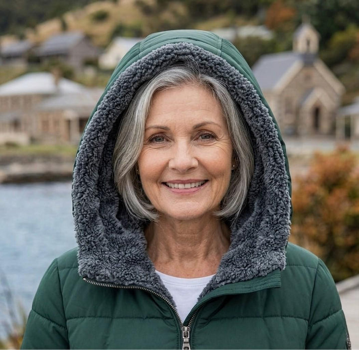 Casaco de inverno acolchoado com capuz para mulher
