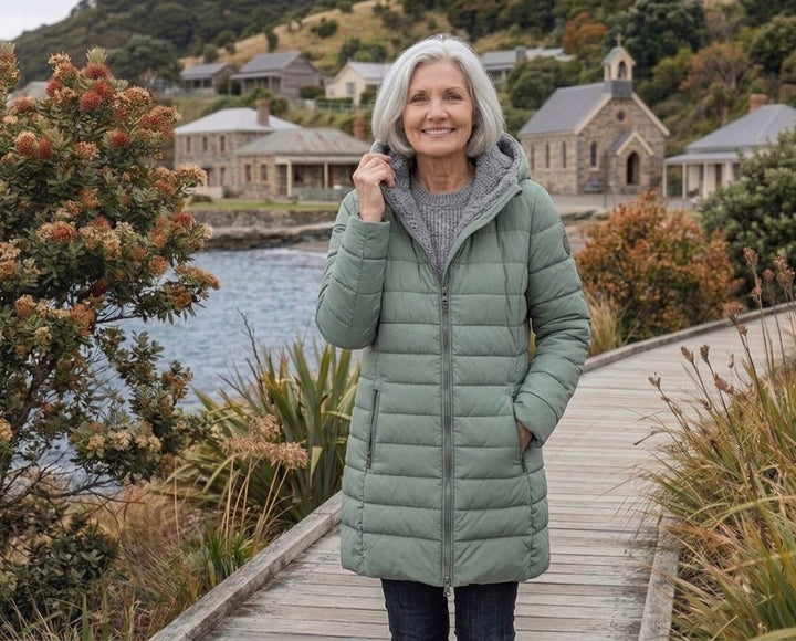 Casaco de inverno acolchoado com capuz para mulher