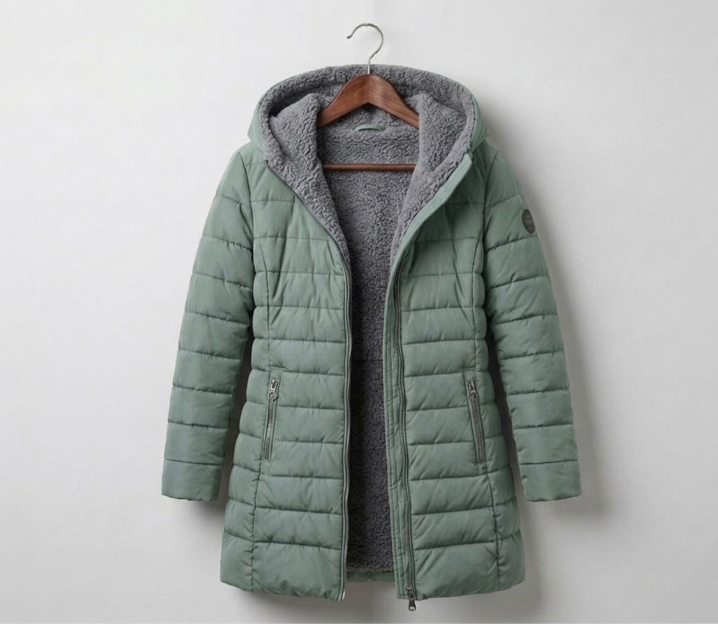 Casaco de inverno acolchoado com capuz para mulher