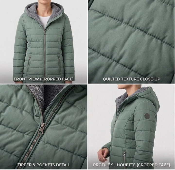 Casaco de inverno acolchoado com capuz para mulher