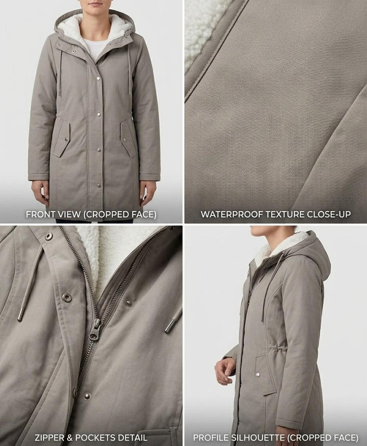 Damparkas med huva och fleecefoder