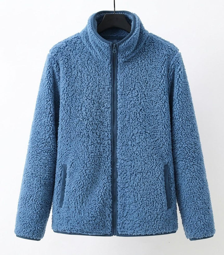 Veste D'hiver Pour Femme en Sherpa Doux Avec Col Montant
