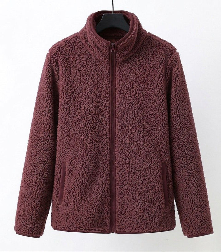 Veste D'hiver Pour Femme en Sherpa Doux Avec Col Montant