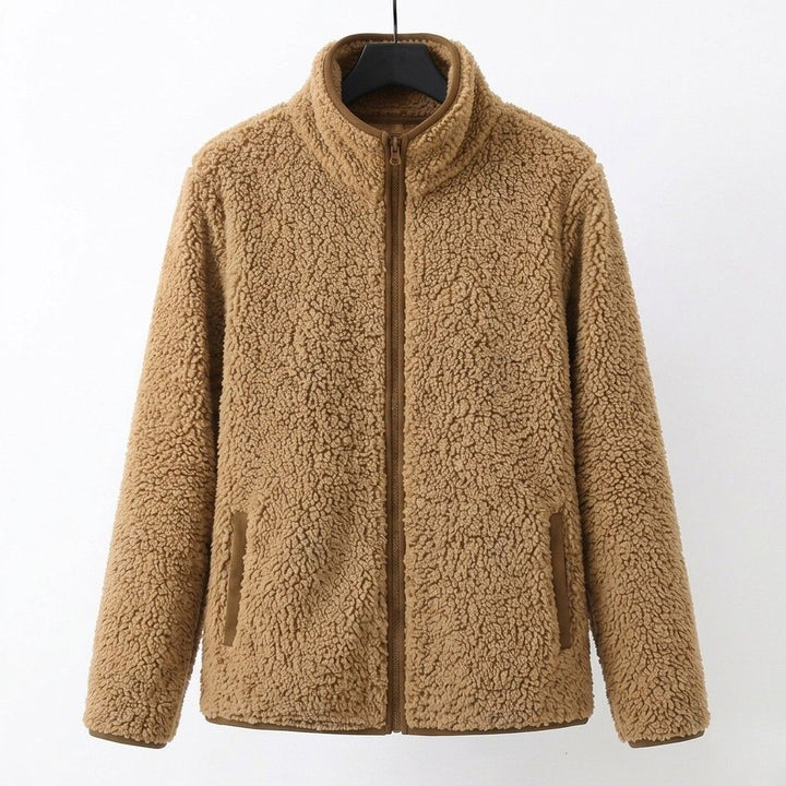 Veste D'hiver Pour Femme en Sherpa Doux Avec Col Montant