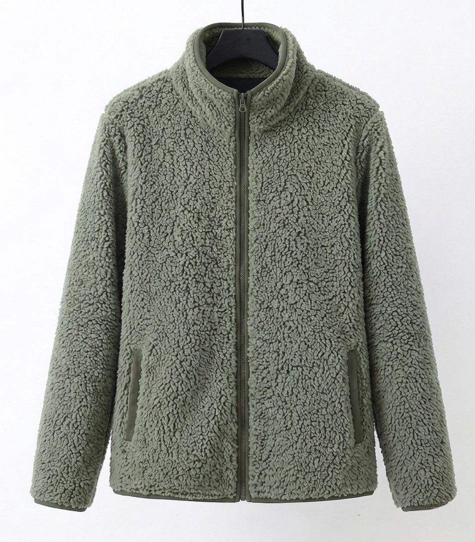 Veste D'hiver Pour Femme en Sherpa Doux Avec Col Montant
