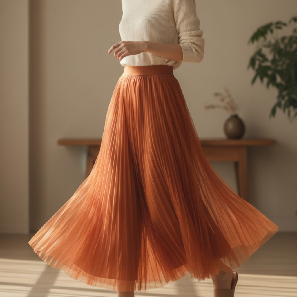 Women's High-Waisted Pleated Maxi Skirt