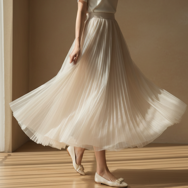 Women's High-Waisted Pleated Maxi Skirt