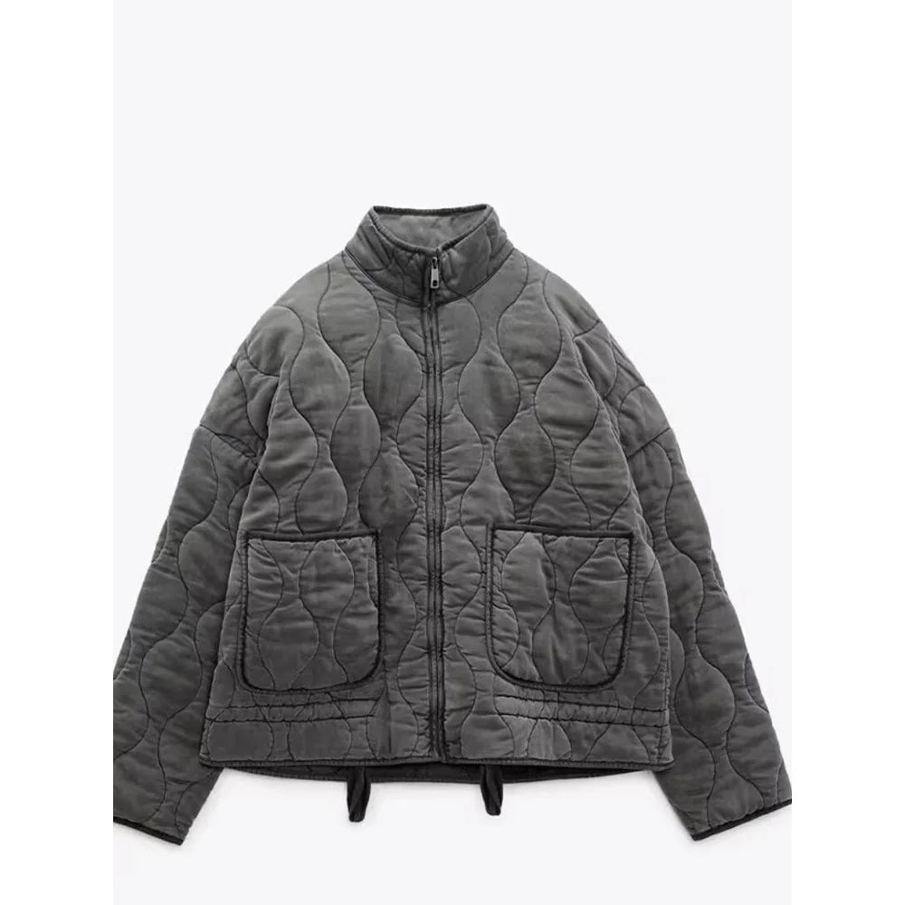 Veste Matelassée Zippée Pour Femme Avec Col Montant