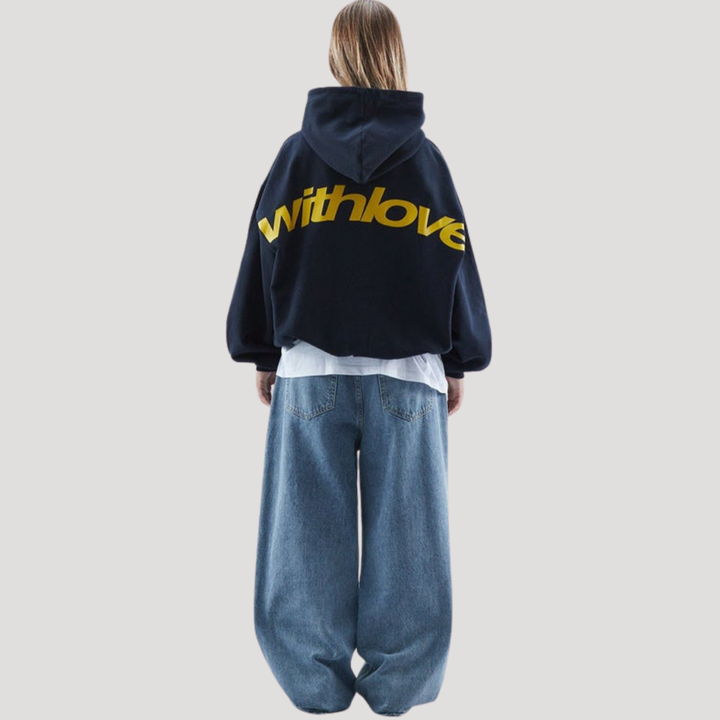 Felpa con cappuccio unisex oversize con motivo