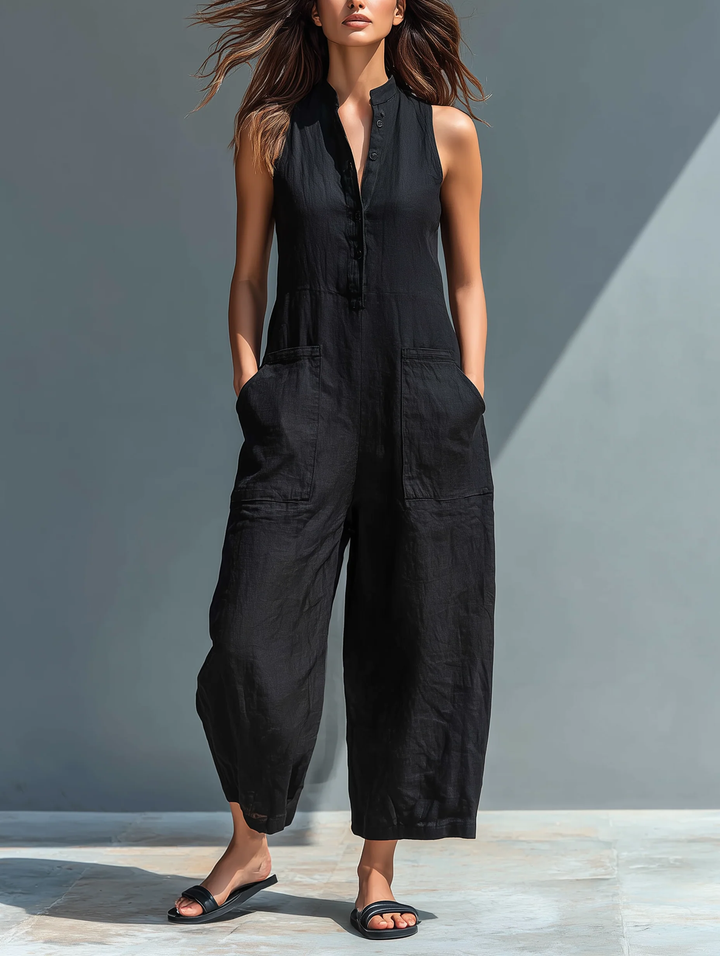 Combinaison Femme Sans Manches Col Chemise