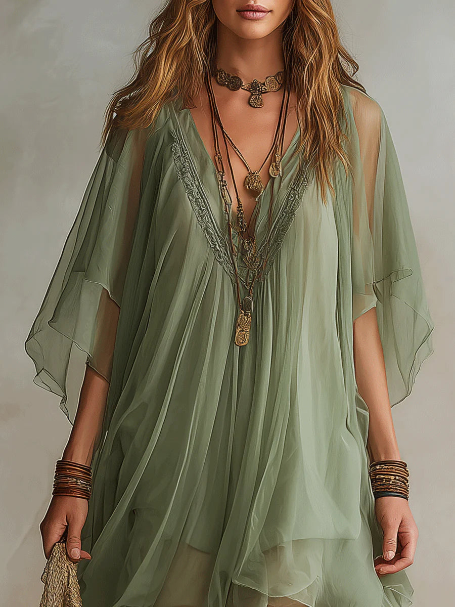 Bohemian Short, Flowy Ruffle Dress for Women