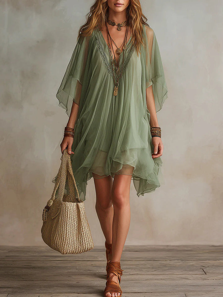 Bohemian Short, Flowy Ruffle Dress for Women