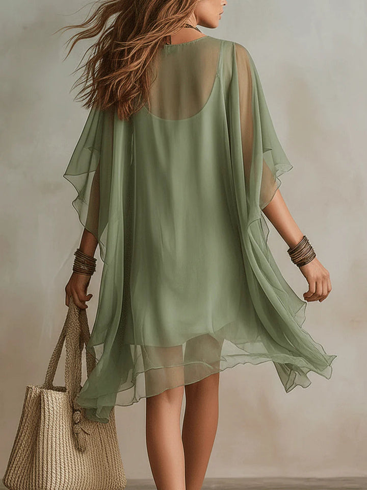 Bohemian Short, Flowy Ruffle Dress for Women