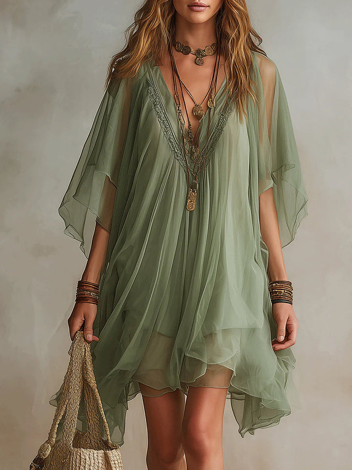 Bohemian Short, Flowy Ruffle Dress for Women