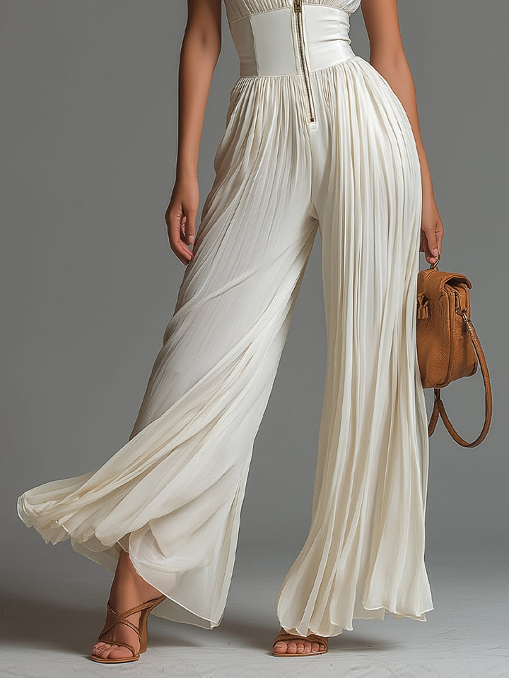 Ärmelloser Damen-Jumpsuit mit amerikanischem Ausschnitt und Gürtel