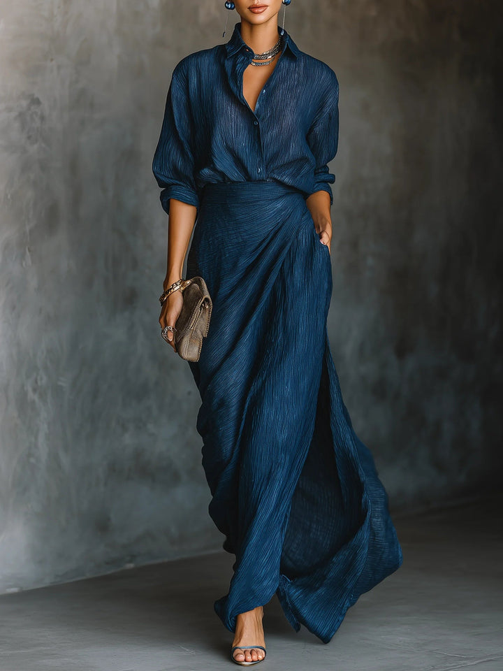 Ensemble Deux Pièces Femme Chemise et Jupe Longue
