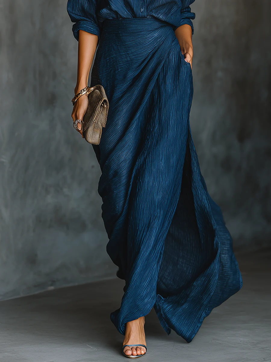 Ensemble Deux Pièces Femme Chemise et Jupe Longue