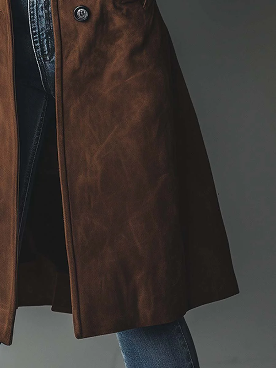 Trench-Coat Classique Pour Femme en Suédine Longue