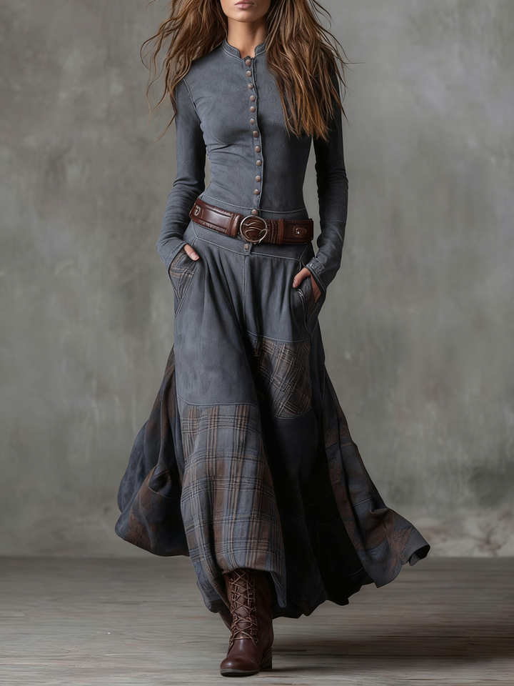 Women's Long-Sleeve Bohemian Flowing Maxi Dress
