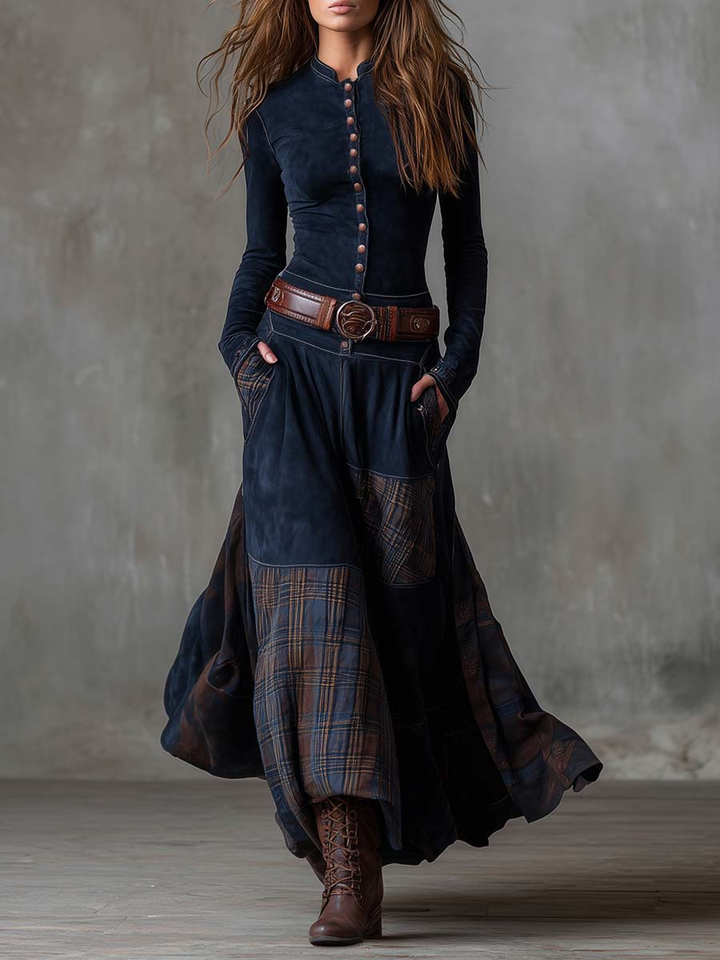 Women's Long-Sleeve Bohemian Flowing Maxi Dress