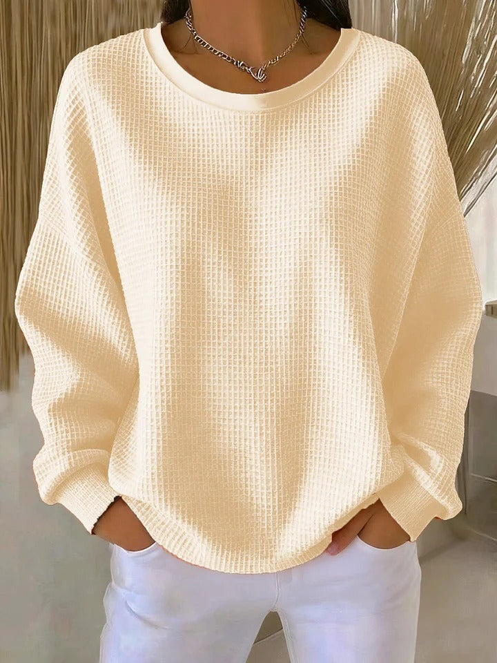 Felpa da donna a maniche lunghe in maglia goffrata