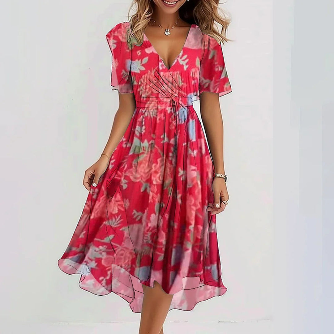 Robe Femme Fluide Portefeuille Imprimée Été